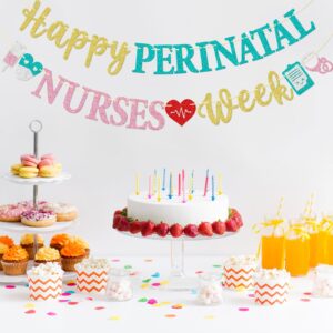 Happy Perinatal Nurse Week Banner, Pre-strung Perinatal Nurse Week Party Banner, Perinatal Nurse Appreciation Week Party Decorations, Blue Pink and Glitter