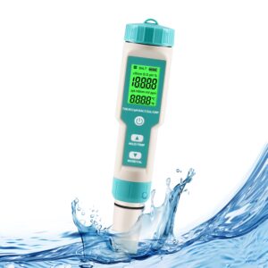 ph meter for water 7 in 1 ph/tds/ec/salt/s.g/orp/temp meter,ph tester digital backlit waterproof lcd,tds meter ec meter ppm meter suitable for pools, drinking water, aquariums, hydroponic cooking.