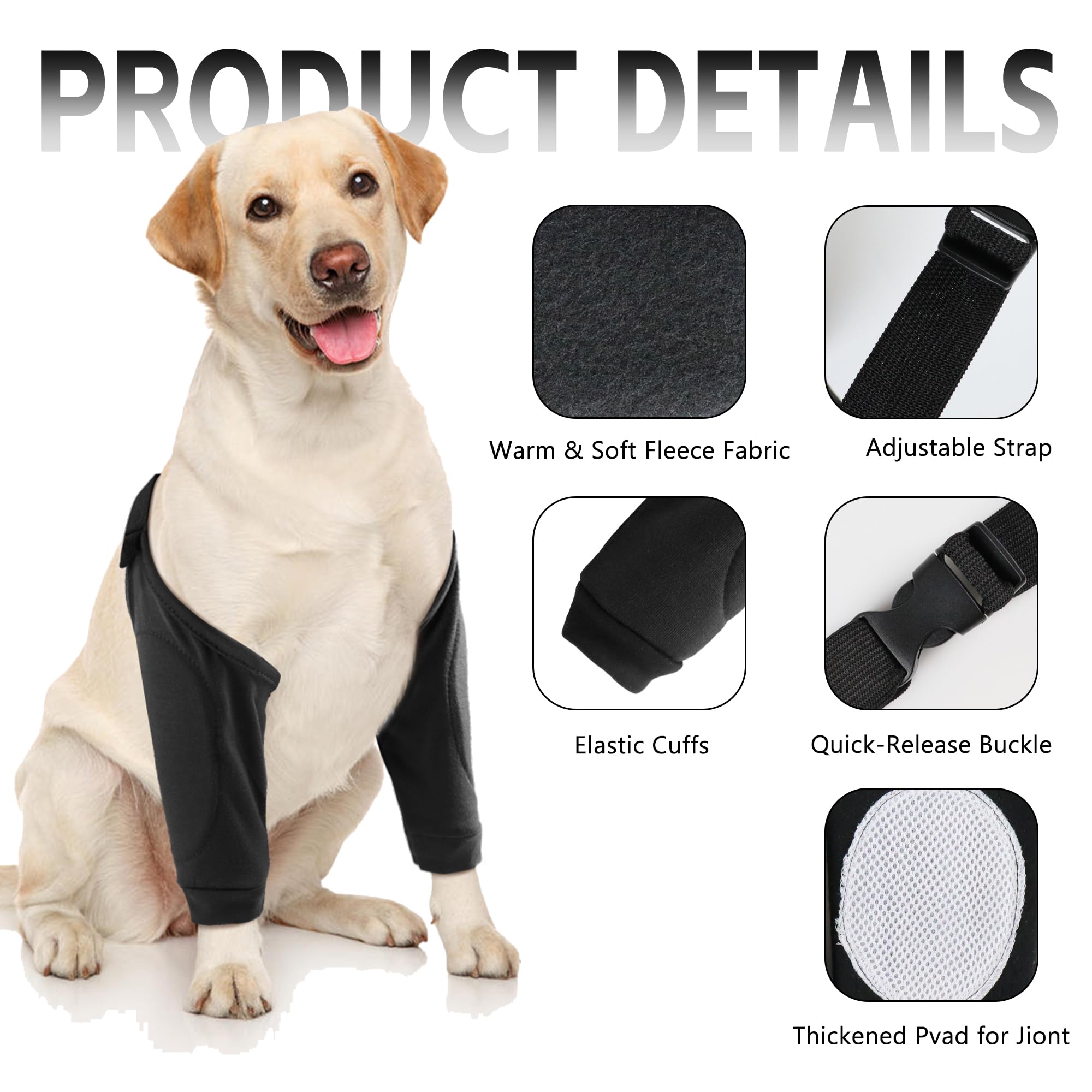 Dog Elbow Protector for Front Leg Calluses, Dog Joint Recovery Sleeve for-PreventLicking, Adjustable Dog Elbow Pads Dog Leg Wound Care, Dog Knee Brace ProtectorPads for Canine Sprain Arthritis, XL