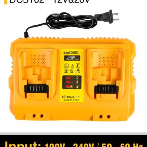 COOMYXIN DCB102 20V MAX Battery Charger Replacement for Dewalt Battery Charger, 2 Port Charger Compatible with Dewalt 12V-20V Batteries