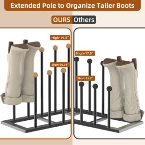 TomCare Boot Rack 19.5" Free Standing Shoe Racks for 6 Pairs Tall Boots,Shoe Storage Organizer Boot Storage Organizer Tall Boots Black Metal Shoe Racks for Entryway Closet Garage