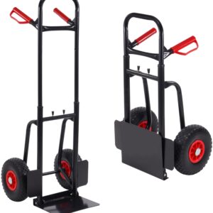 Elevon Folding Hand Truck and Cart, Utility Dolly Platform Cart with Telescoping Handle 2 Wheels, 220 LB Heavy Duty Hand Cart for Luggage, Travel, Moving - Black