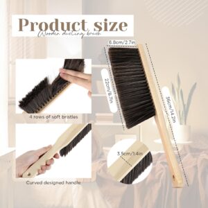 Tioncy 8 Pieces Wooden Dust Brush Bulk Hand Broom Bench Brushes with Long Wood Handle Soft Bristle Cleaning Brush Outdoor Furniture Brush for Cleaning Car Bed Sofa Fireplace Couch Clothes