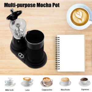 DITOSH All-Round Coffee Companion Electric Moka Pot & Milk Frother 2-in-1 Machine Aluminium Material One-touch Operation Milk Froth Fine and Dense Black 110V