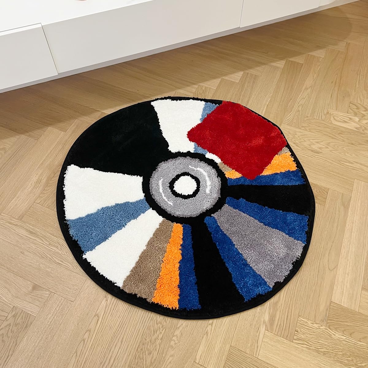 LAKEA CD Custom Handmade Tufted Rug Antislip House Decoration Kid Room Living Room Art Tufted Rug Funny Bedroom Cute Fun Bath Mat (35.4X35.4inch (90X90cm))