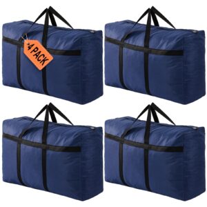 large storage bags, extra large moving bags with zips for college moving, taykos house storage clothes bedding comforter quilt blankets waterproof blue packing bags 100l storage bags moving-4pack