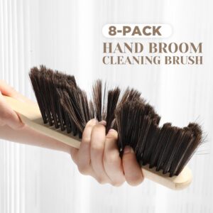 Tioncy 8 Pieces Wooden Dust Brush Bulk Hand Broom Bench Brushes with Long Wood Handle Soft Bristle Cleaning Brush Outdoor Furniture Brush for Cleaning Car Bed Sofa Fireplace Couch Clothes