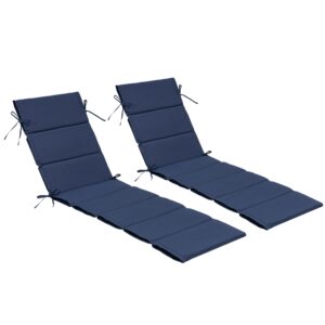 patiohit lounge chair cushions for outdoor furniture, comfortable chaise lounge cushions set of 2 patio chair cushions outside uv-resistant for lawn, pool (2, navy, 72" x 21")