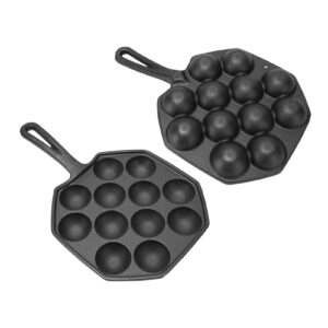 HAOHIZE Takoyaki Pan,Octopus Meatballs Frying Pan 12 Grid Takoyaki Cooking Pan Non Sticking Cast Iron Octopus Meatballs Pan