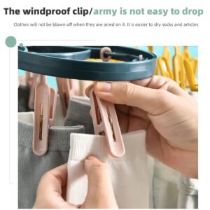 BILIKEYU Plastic Clothes Drying Rack 12 Clip Windproof Multi Functional Dormitory Home Drying Underwear Socks Drying Rack Stuff Organizer (Red, One Size)