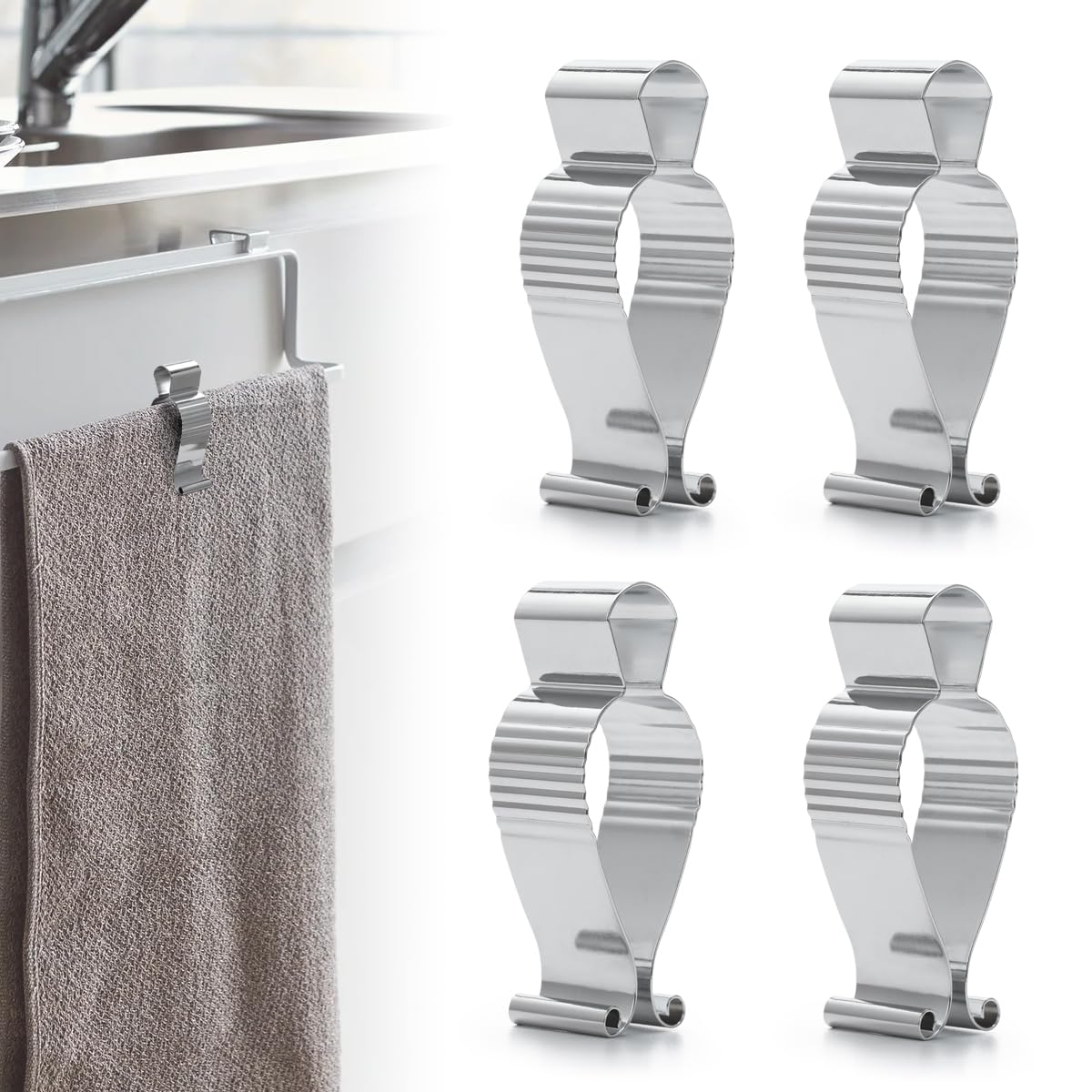 Aieve 4 Pcs Towel Clips, Hand Towel Clips for Kitchen or Bathroom, Towel Clips for Oven Handle, Dishwasher, Stove