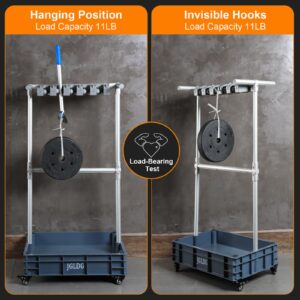 JGLDG Mobile Mop and Broom Holder，Efficient Storage Solution for Cleaning Tools Keep Your Tools Handy and Organized