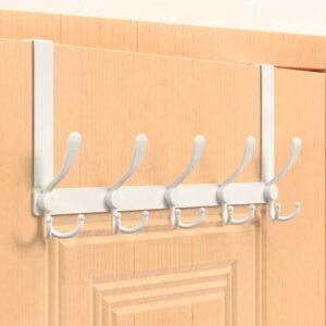 chauncey home over the door hooks hanger with extended arms for easy access by women - bathroom accessories and towel rack organizer holder for living room bedroom hanging - 1 pack, white