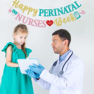 Happy Perinatal Nurse Week Banner, Pre-strung Perinatal Nurse Week Party Banner, Perinatal Nurse Appreciation Week Party Decorations, Blue Pink and Glitter