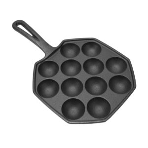 haohize takoyaki pan,octopus meatballs frying pan 12 grid takoyaki cooking pan non sticking cast iron octopus meatballs pan