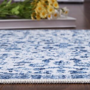 COZYLOOM Washable Area Rugs 8x10 Rug for Living Room Boho Vintage Rug Non Slip Throw Rugs Distressed Large Bedroom Rugs Low Pile Stain Resistant Carpet for Dining Room Nursery 8'x10' Blue