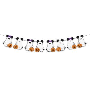 halloween boo garland banner 10pcs mouse boo banner, glitter spooky ghost banner for mouse theme halloween decoration