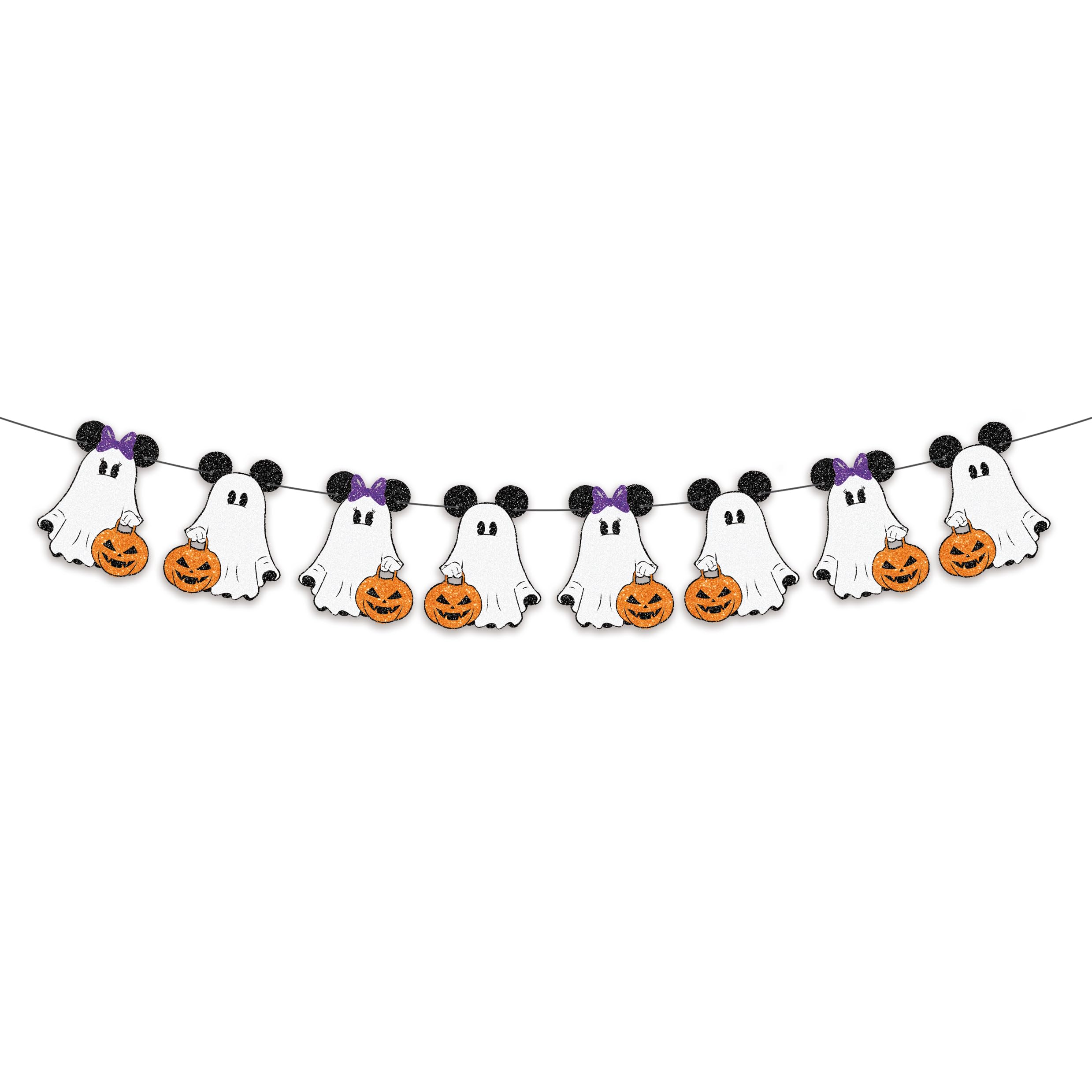 Halloween Boo Garland Banner 10Pcs Mouse Boo Banner, Glitter Spooky Ghost Banner for Mouse Theme Halloween Decoration