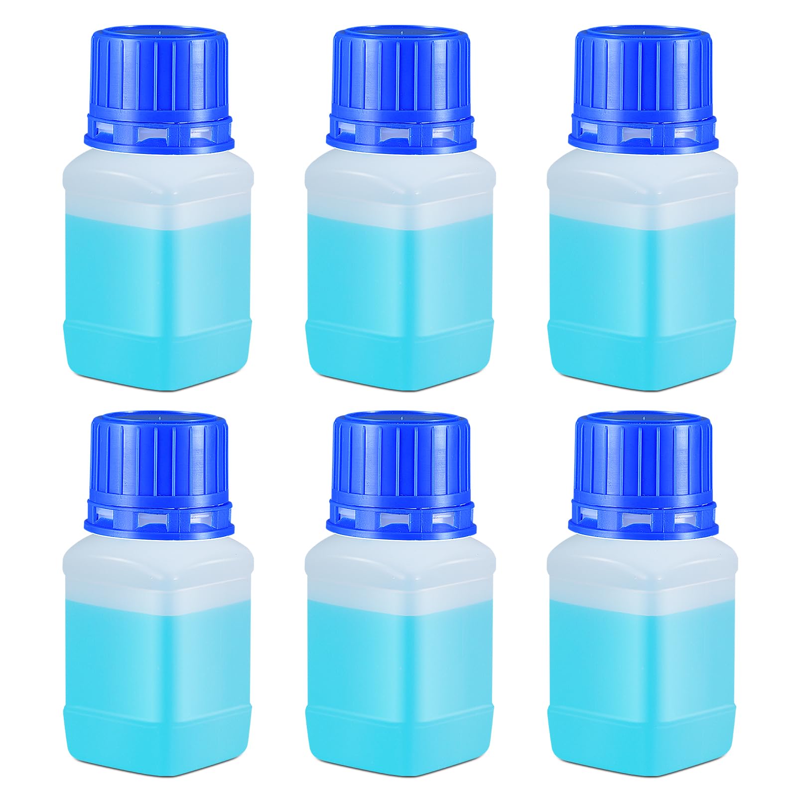 ASEVAT Plastic Narrow Mouth Lab Reagent Bottles, HDPE Square Sample Storage Container, Chemical Container Bottle with Inner Cover, Empty Pill Bottles (Translucence, 2 OZ/60ml)