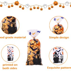 Halloween Snack Bags, 120 Halloween Cellophane Candy Bags for Guests, Used to Package Snacks and Candy, and to Deal with Trick or Treating Gifts