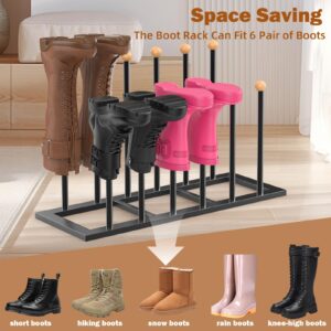 TomCare Boot Rack 19.5" Free Standing Shoe Racks for 6 Pairs Tall Boots,Shoe Storage Organizer Boot Storage Organizer Tall Boots Black Metal Shoe Racks for Entryway Closet Garage