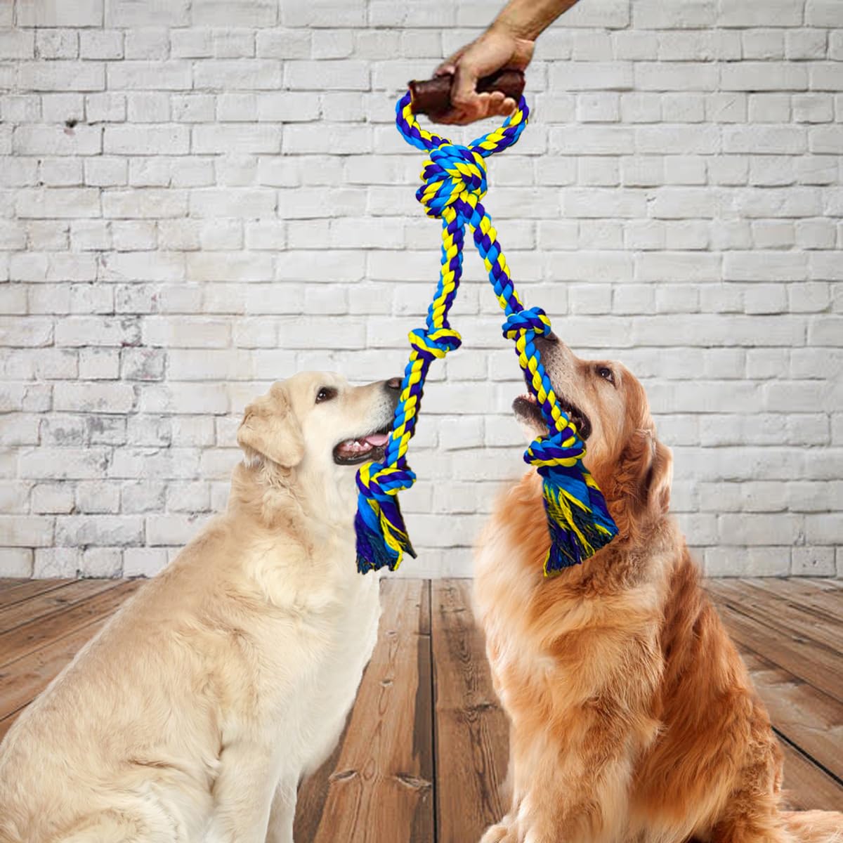 Fejapa Large Dog Rope Toys for Aggressive Chewers Pitbull Tug of War Rope Interactive Heavy Duty Outdoor Medium Large Breed XL Dog Chew Rope Strong Durable Dog Tug Toys Tough Pull Rope with Handle