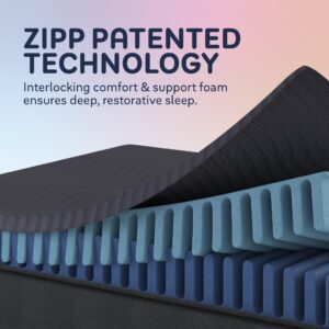 ZIWI Zipp Mattress, New Interlocking Foam Design, All-in-One Comfort, Support & Cooling, Better Than Memory Foam, Chemical-Free Materials, No-Risk 100-Night Trial, 20-Year Warranty, King