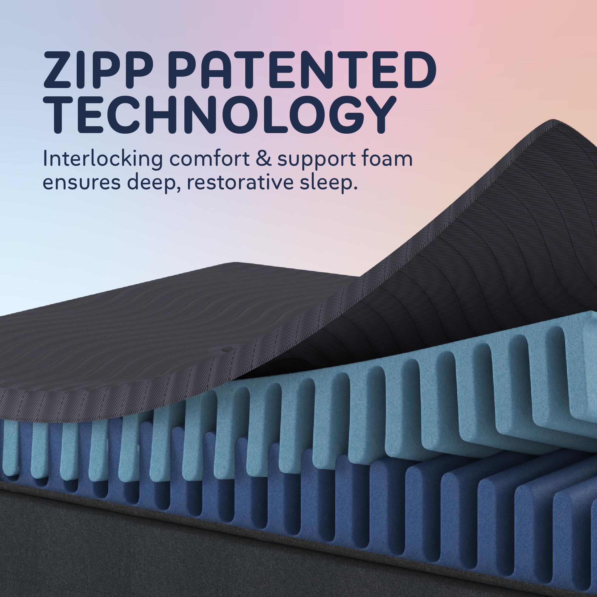 ZIWI Zipp Mattress, New Interlocking Foam Design, All-in-One Comfort, Support & Cooling, Better Than Memory Foam, Chemical-Free Materials, No-Risk 100-Night Trial, 20-Year Warranty, Twin XL