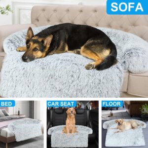 45" Dog Couch Bed Protector for Dogs Memory Foam, Removable Fluffy Plush Pet Dog Couch Cover for Dogs Washable, Dog Sofa Bed, Waterproof Dog Bed for Couch, Dog Cover for Couch for Furniture Protector