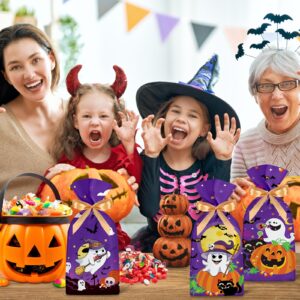 PADELO 30 Pcs Halloween Goodie Bags - Happy Halloween Treat Bags Bulk, Plastic Halloween Drawstring Gift Goody Candy Cookies Party Favor Bags for Kids Trick or Treat Halloween Party Favors Supplies