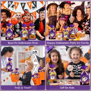 PADELO 30 Pcs Halloween Goodie Bags - Happy Halloween Treat Bags Bulk, Plastic Halloween Drawstring Gift Goody Candy Cookies Party Favor Bags for Kids Trick or Treat Halloween Party Favors Supplies