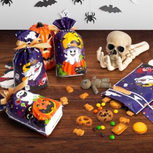 PADELO 30 Pcs Halloween Goodie Bags - Happy Halloween Treat Bags Bulk, Plastic Halloween Drawstring Gift Goody Candy Cookies Party Favor Bags for Kids Trick or Treat Halloween Party Favors Supplies