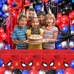 127pcs Spider Party Decorations Balloons Black Red and Blue Balloons Garland Kit Arch Backdrop Tablecloth Banner Cake Hero Theme Birthday Party Decorations Foil Fringe Curtains For Kids