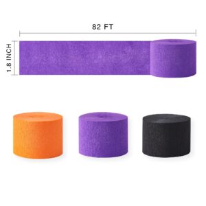 Halloween Party Streamers, Black Orange Purple Crepe Paper Kit 6 Rolls, Halloween Decorations Ceiling Hanging Backdrop Scary Party Supplies DIY Crepe Paper Roll