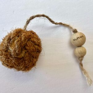 Nutties for Cats - New - Catnip/silvervine Inside, Coconut Fiber Ball, Coffee Wood Beads on Tail