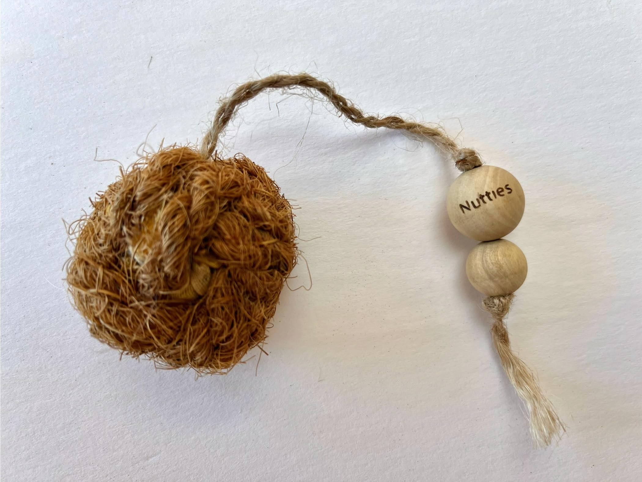 Nutties for Cats - New - Catnip/silvervine Inside, Coconut Fiber Ball, Coffee Wood Beads on Tail