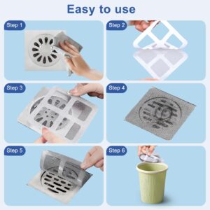 PASAGLU Disposable Drain Hair Catchers, 4" X 4" Disposable Shower Drain Mesh Stickers, Floor Drain Stickers for Bathroom, Laundry, Bathtub, Kitchen, Sink, for Human and pet Hair (25, White)