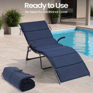 PATIOHIT Lounge Chair Cushions for Outdoor Furniture, Comfortable Chaise Lounge Cushions Set of 2 Patio Chair Cushions Outside UV-Resistant for Lawn, Pool (2, Navy, 72" x 21")