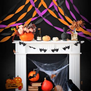 Halloween Party Streamers, Black Orange Purple Crepe Paper Kit 6 Rolls, Halloween Decorations Ceiling Hanging Backdrop Scary Party Supplies DIY Crepe Paper Roll