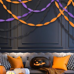 Halloween Party Streamers, Black Orange Purple Crepe Paper Kit 6 Rolls, Halloween Decorations Ceiling Hanging Backdrop Scary Party Supplies DIY Crepe Paper Roll