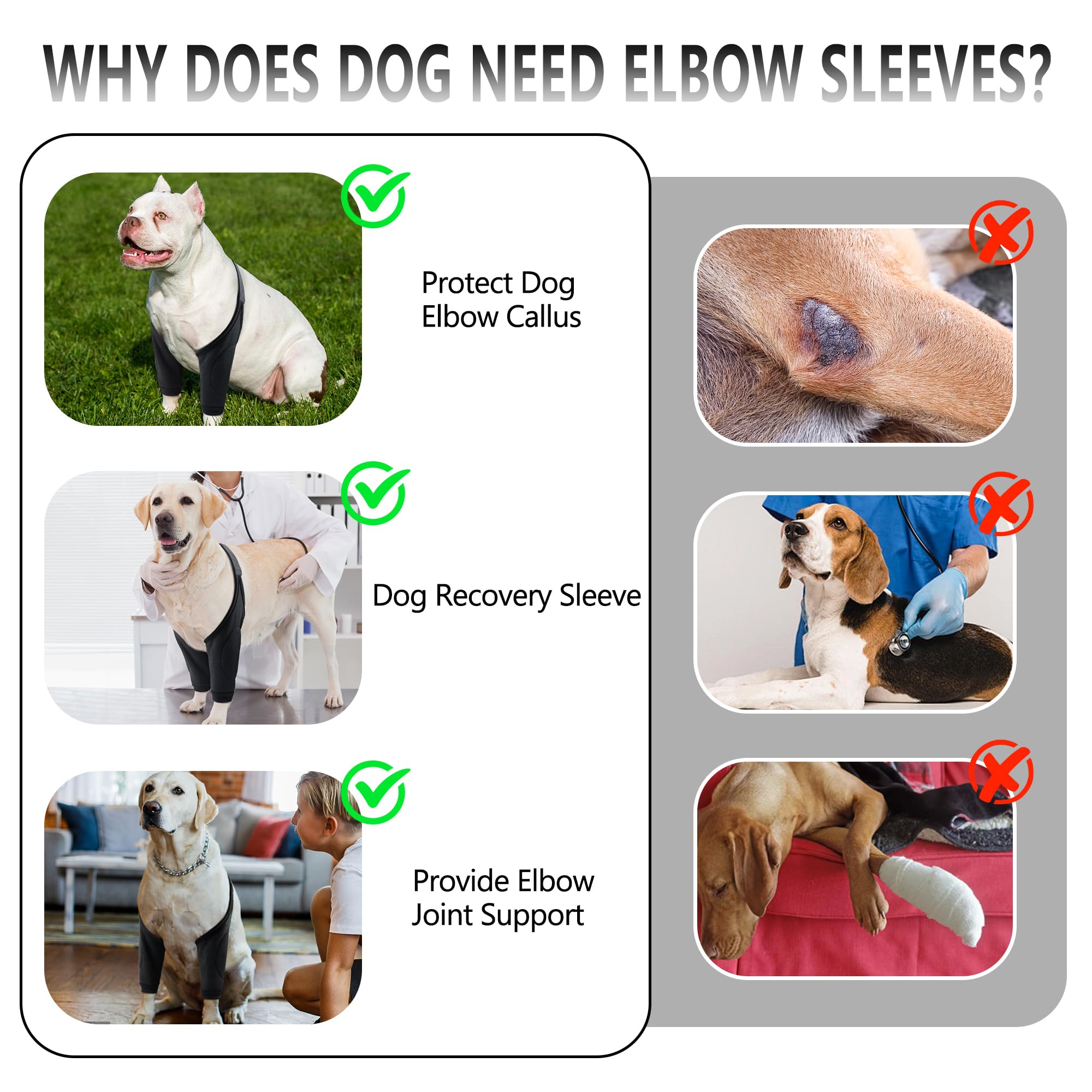 Dog Elbow Protector for Front Leg Calluses, Dog Joint Recovery Sleeve for-PreventLicking, Adjustable Dog Elbow Pads Dog Leg Wound Care, Dog Knee Brace ProtectorPads for Canine Sprain Arthritis, XL