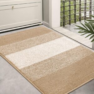 kitinjoy indoor door mat, 36x24 non-slip absorbent dirt trapper entrance mat, low-profile washable inside floor mat, sturdy soft entry doormats for entryway, beige