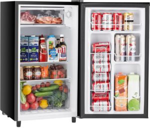 sweetcrispy 3.2 cu.ft mini fridge with freezer small refrigerator single door adjustable thermostat energy-efficient low noise, compact fridge for bedroom, office, dorm (black)