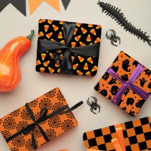 JarThenaAMCS 60Pcs Halloween Cotton Fabric Bundles 10 x 10 Inch Pumpkin Spider Ghost Fat Quarters Black Orange Sewing Fabrics for DIY Craft Party Decor