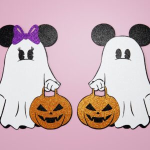 Halloween Boo Garland Banner 10Pcs Mouse Boo Banner, Glitter Spooky Ghost Banner for Mouse Theme Halloween Decoration