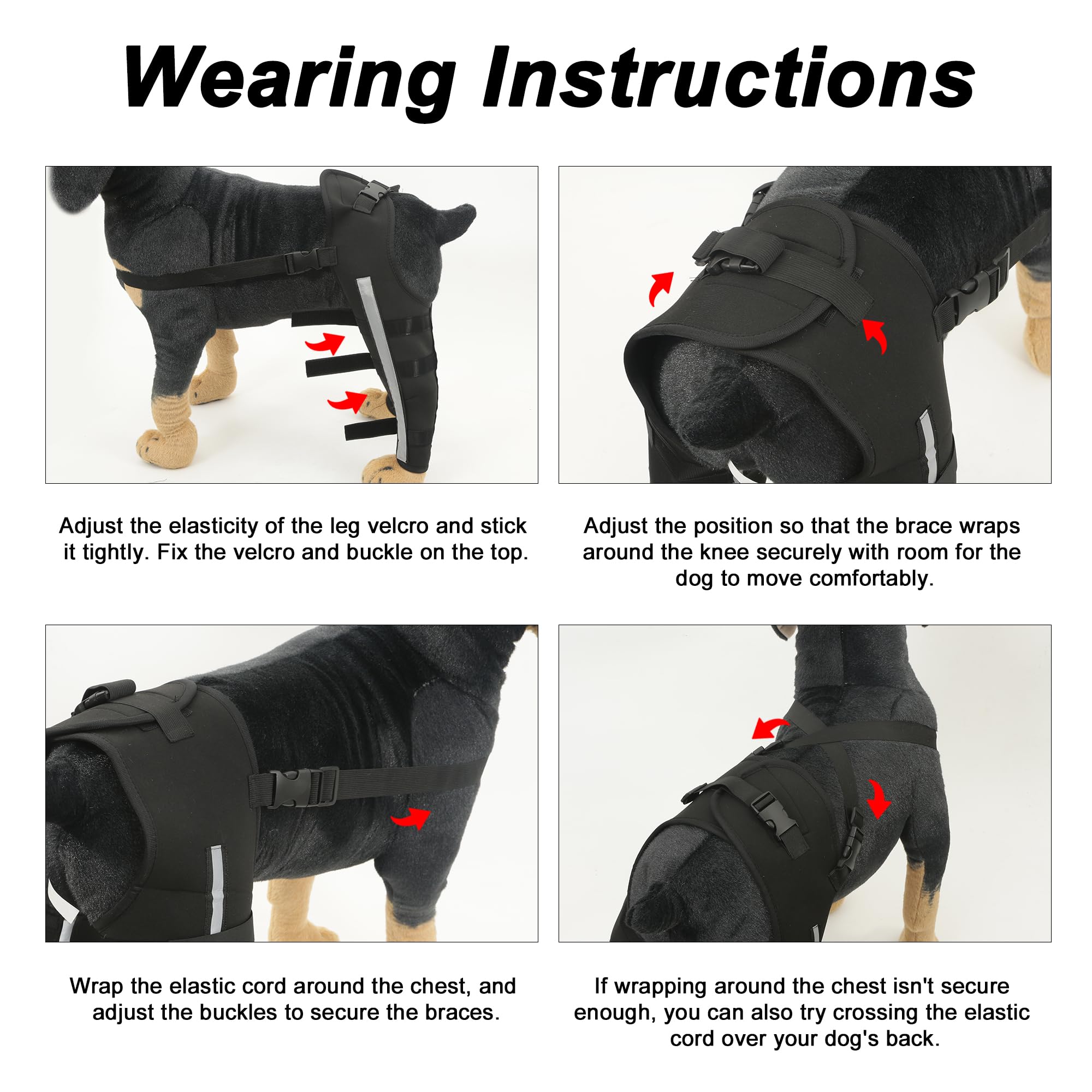 WACOI Dog Knee Brace for Torn ACL Hind Leg, Dog Leg Braces for Back Leg, Adjustable Leg Support for Large and Small Dogs with ACL, CCL, Cruciate Ligament Injuries L