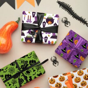 JarThenaAMCS 60Pcs Halloween Cotton Fabric Bundles 10 x 10 Inch Halloween Character Fat Quarters Green Purple Black Orange Sewing Fabrics for DIY Craft Party Decor