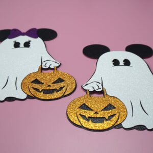 Halloween Boo Garland Banner 10Pcs Mouse Boo Banner, Glitter Spooky Ghost Banner for Mouse Theme Halloween Decoration