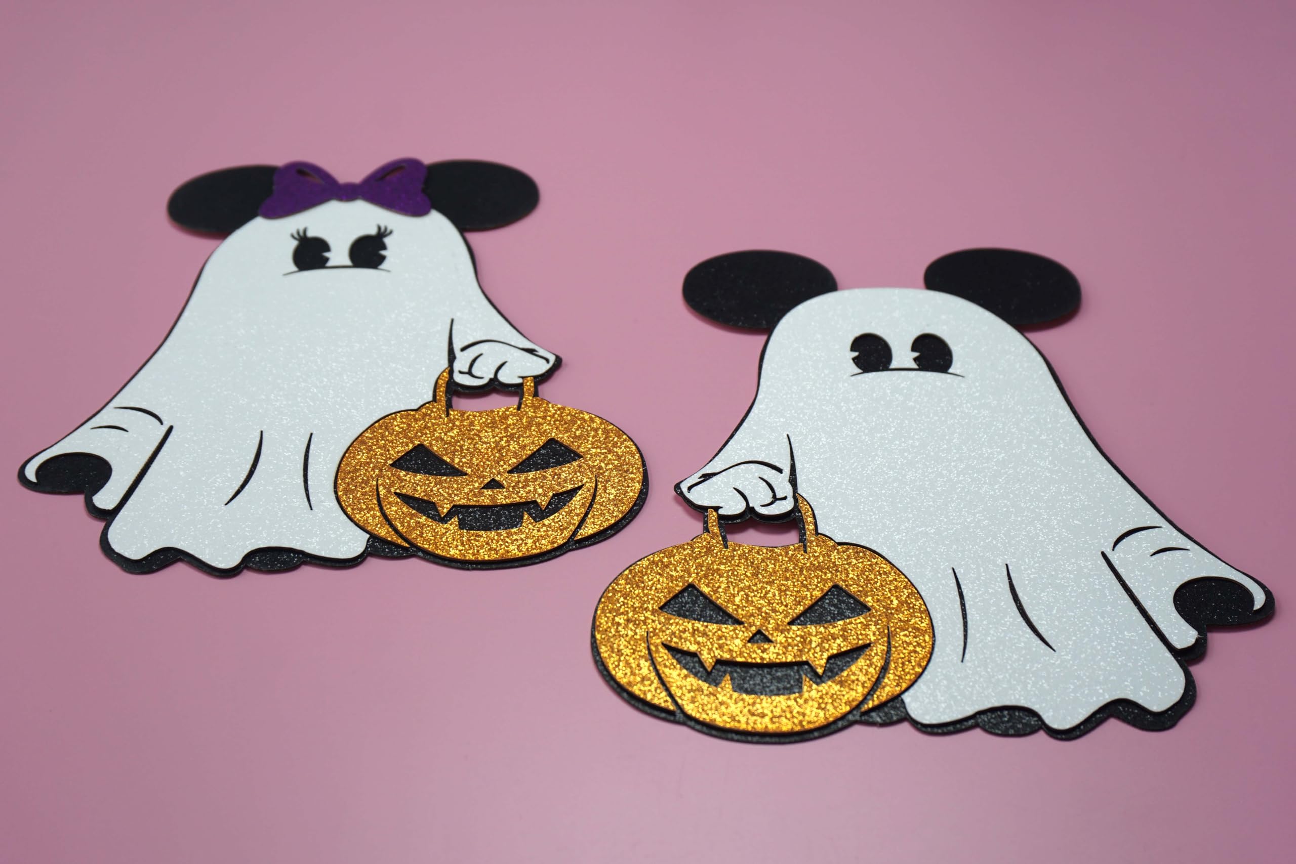 Halloween Boo Garland Banner 10Pcs Mouse Boo Banner, Glitter Spooky Ghost Banner for Mouse Theme Halloween Decoration