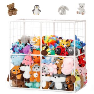 liantral stuffed animal storage organizer zoo stuffed animal holder large plush storage shelf with elastic band for nursery playroom bedroom, living room chests & organizers, white